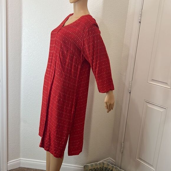 Fabindia Dress Red Gold Silk Blend Size XL - Picture 3 of 10